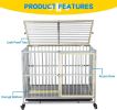 Large Dog Crate, High Anxiety Indestructible Stainless Steel Dog Kennel with Lockable Wheels, Double Door and Sturdy Locks, Extra Large XL XXL Heavy D